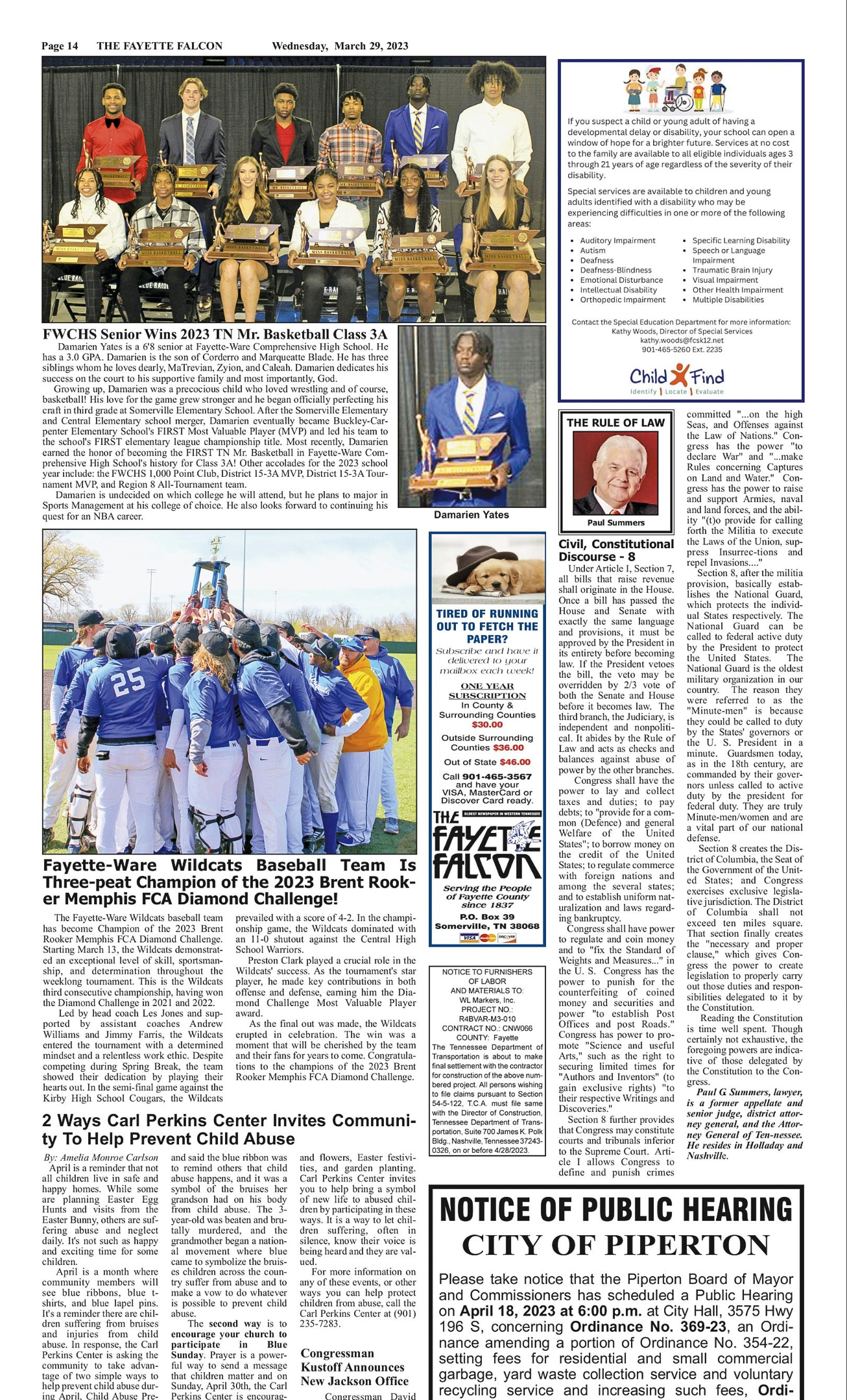 FWBB Team Featured in: The Fayette Falcon